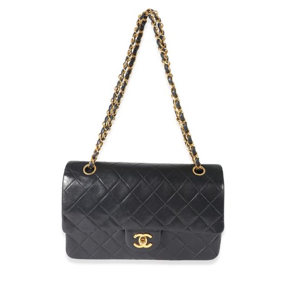 Chanel Vintage Navy Quilted Lambskin Medium Classic Flap Bag - Picture 4 of 8